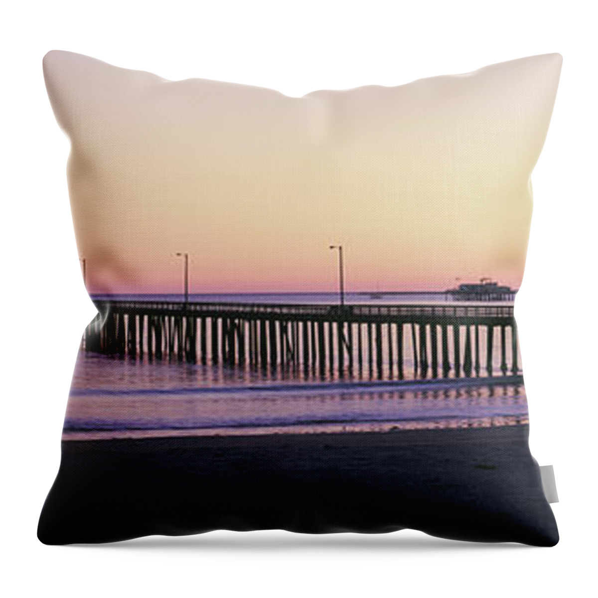 Photography Throw Pillow featuring the photograph Pier At Sunset, Avila Beach Pier, San by Panoramic Images