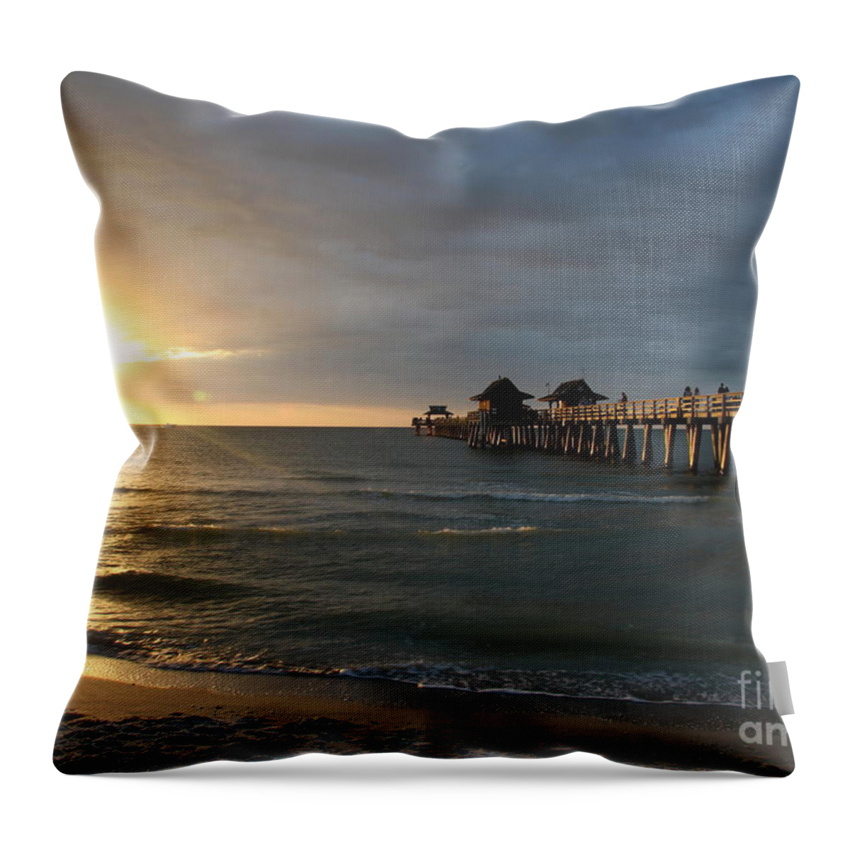 Pier Throw Pillow featuring the photograph Pier Sunset Naples by Christiane Schulze Art And Photography