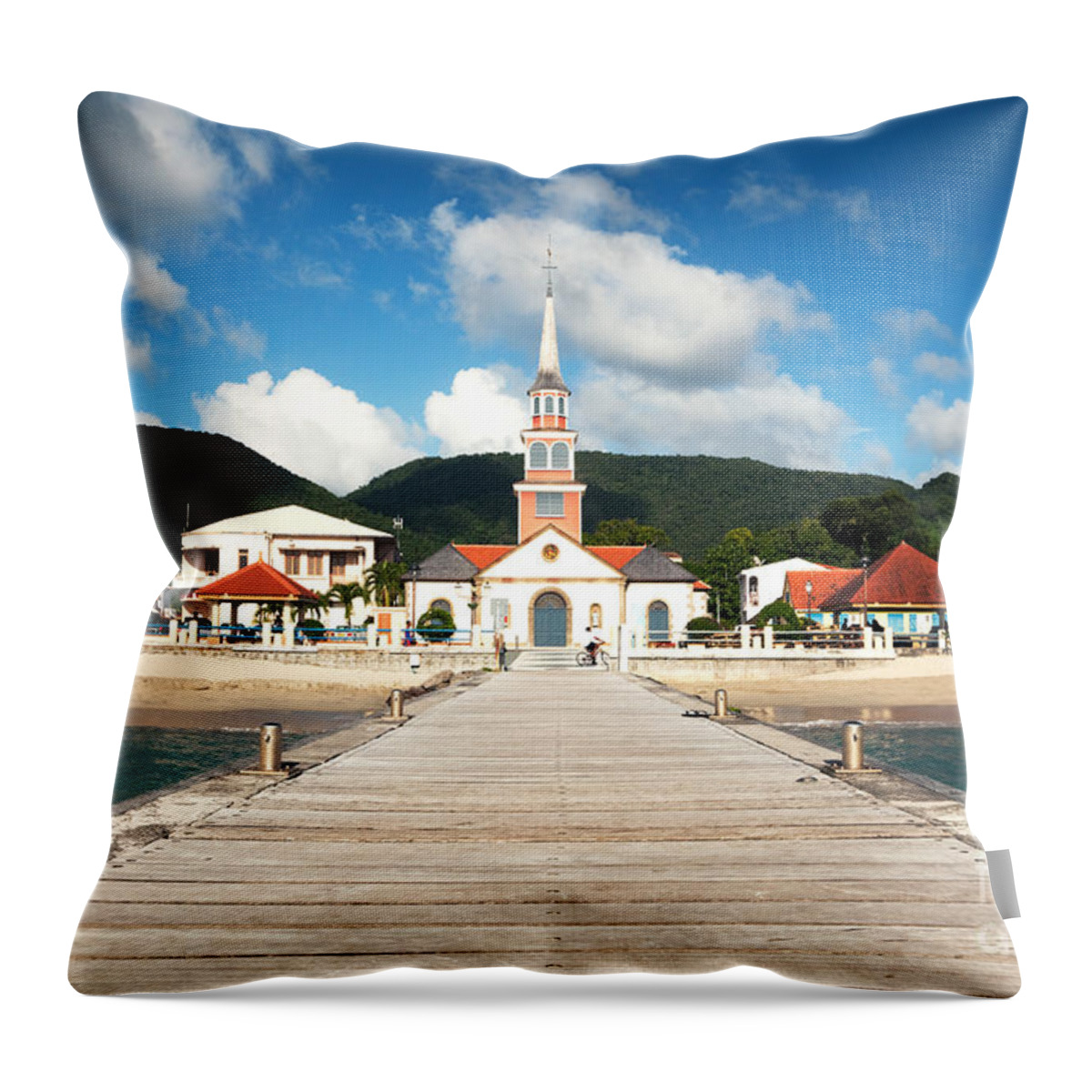 Landscape Throw Pillow featuring the photograph Pier to the island by Matteo Colombo