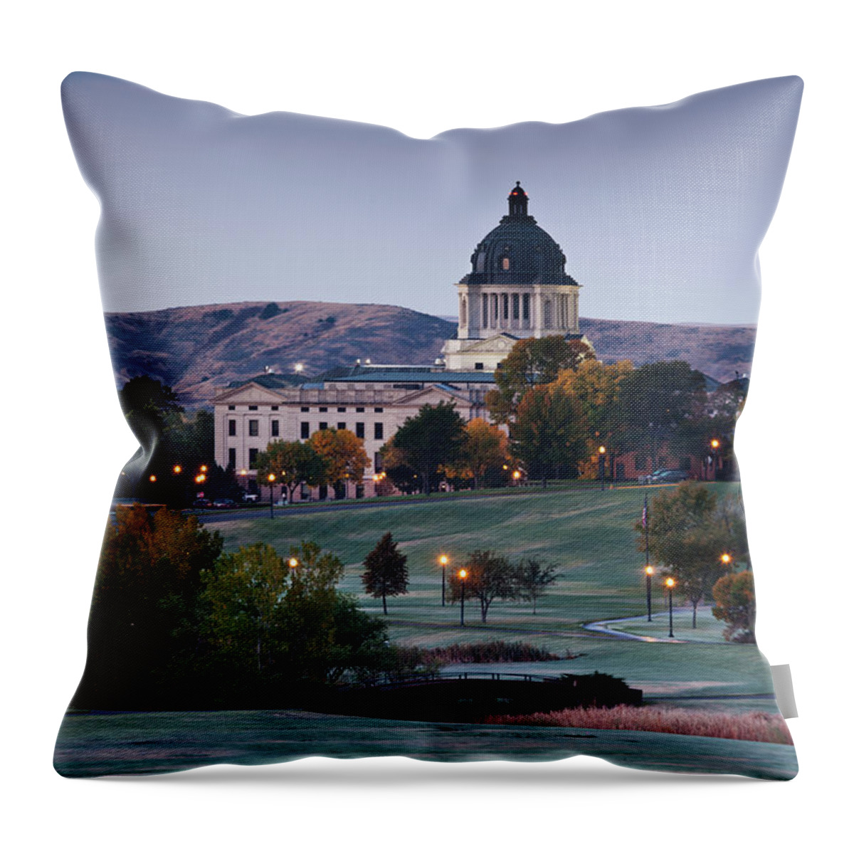 Tranquility Throw Pillow featuring the photograph Pierre, South Dakota, Exterior View by Walter Bibikow