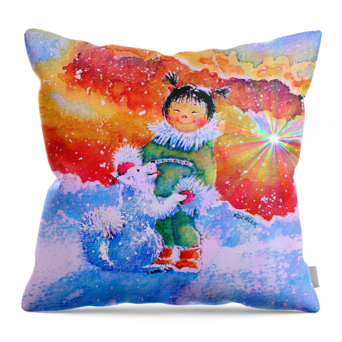 Bedroom Throw Pillow featuring the painting Pigtails And Wagging Tail by Hanne Lore Koehler
