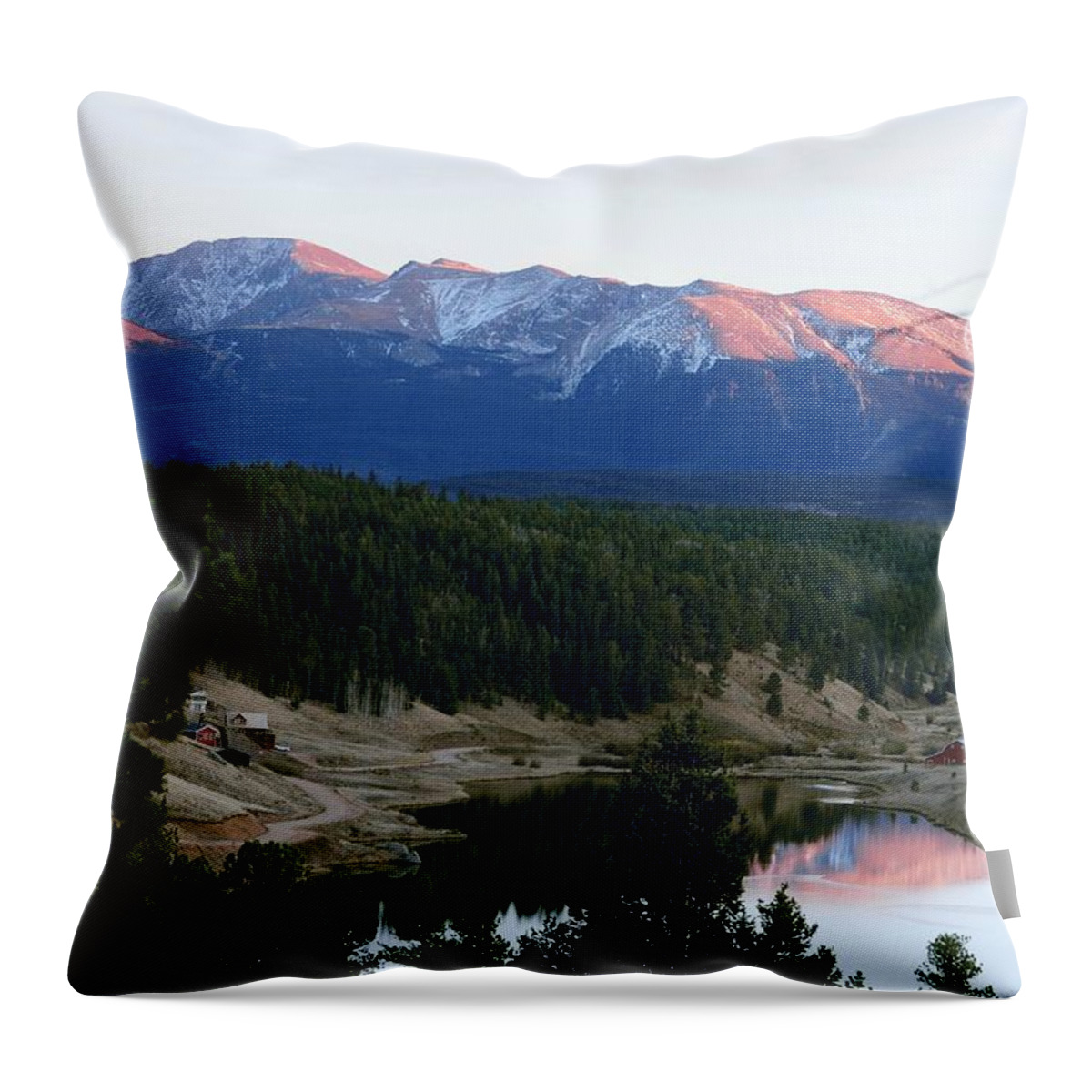 Colorado Throw Pillow featuring the photograph Pikes Peak Sunset by Marilyn Burton