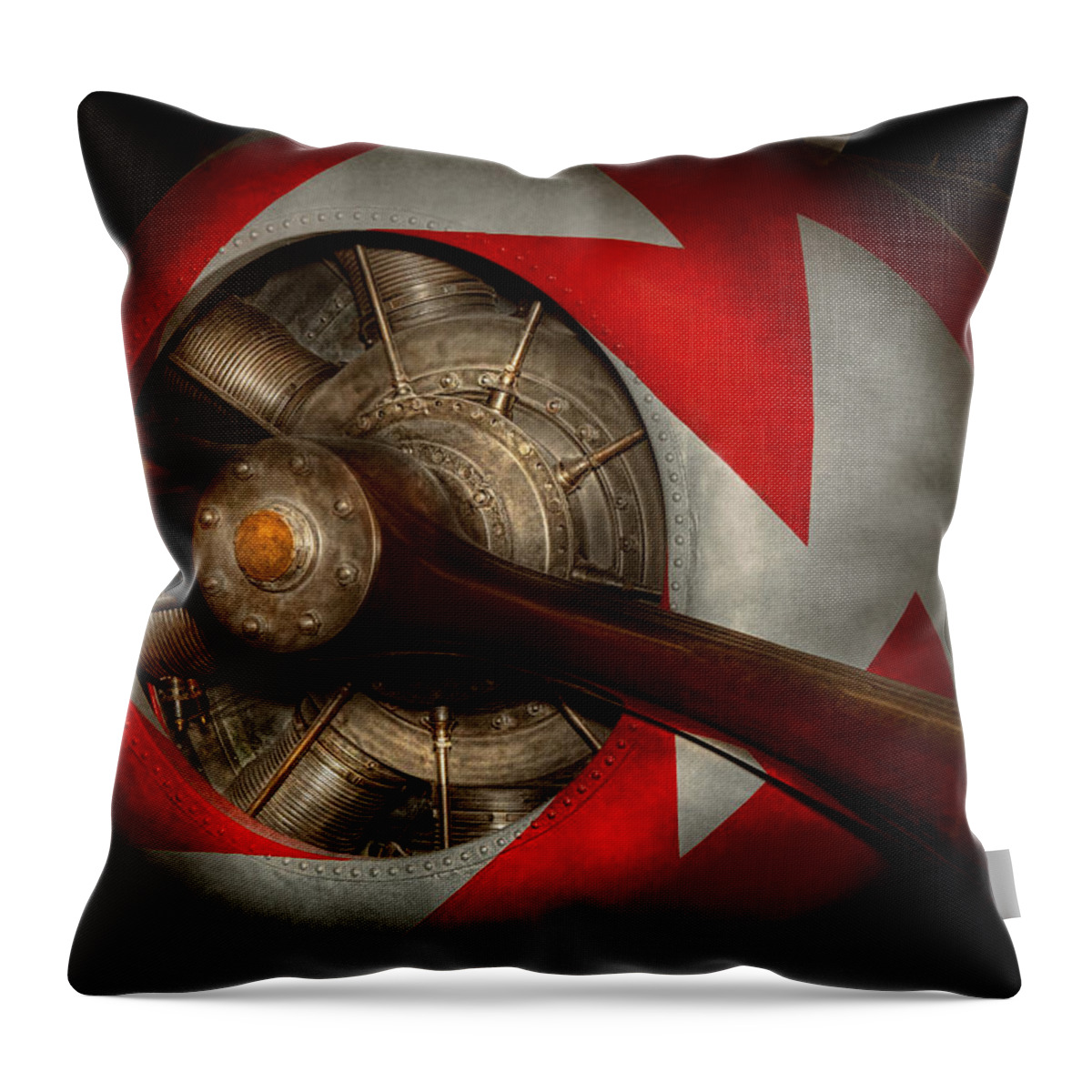 Pilot Throw Pillow featuring the photograph Pilot - Prop - Built for speed by Mike Savad