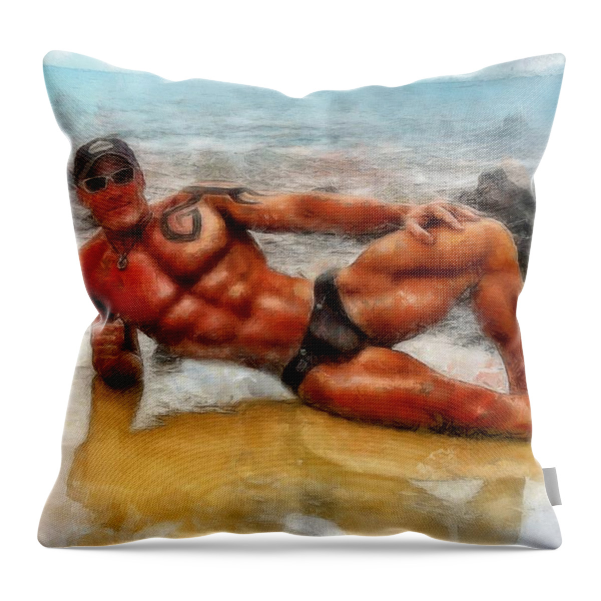 Jim Throw Pillow featuring the digital art Pin Up by Bombelkie - Marcin and Dawid Witukiewicz