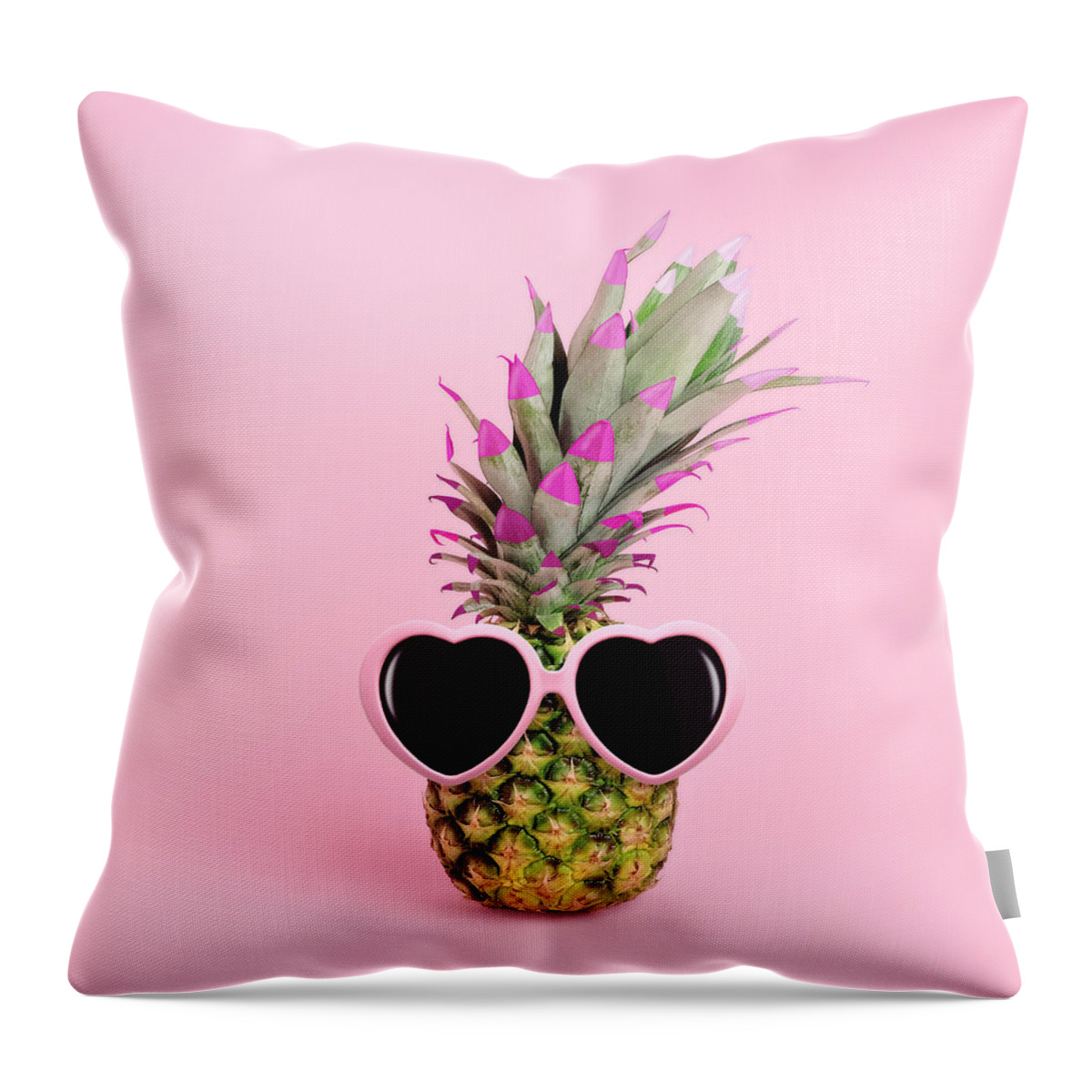Food Throw Pillow featuring the photograph Pineapple Wearing Sunglasses by Juj Winn