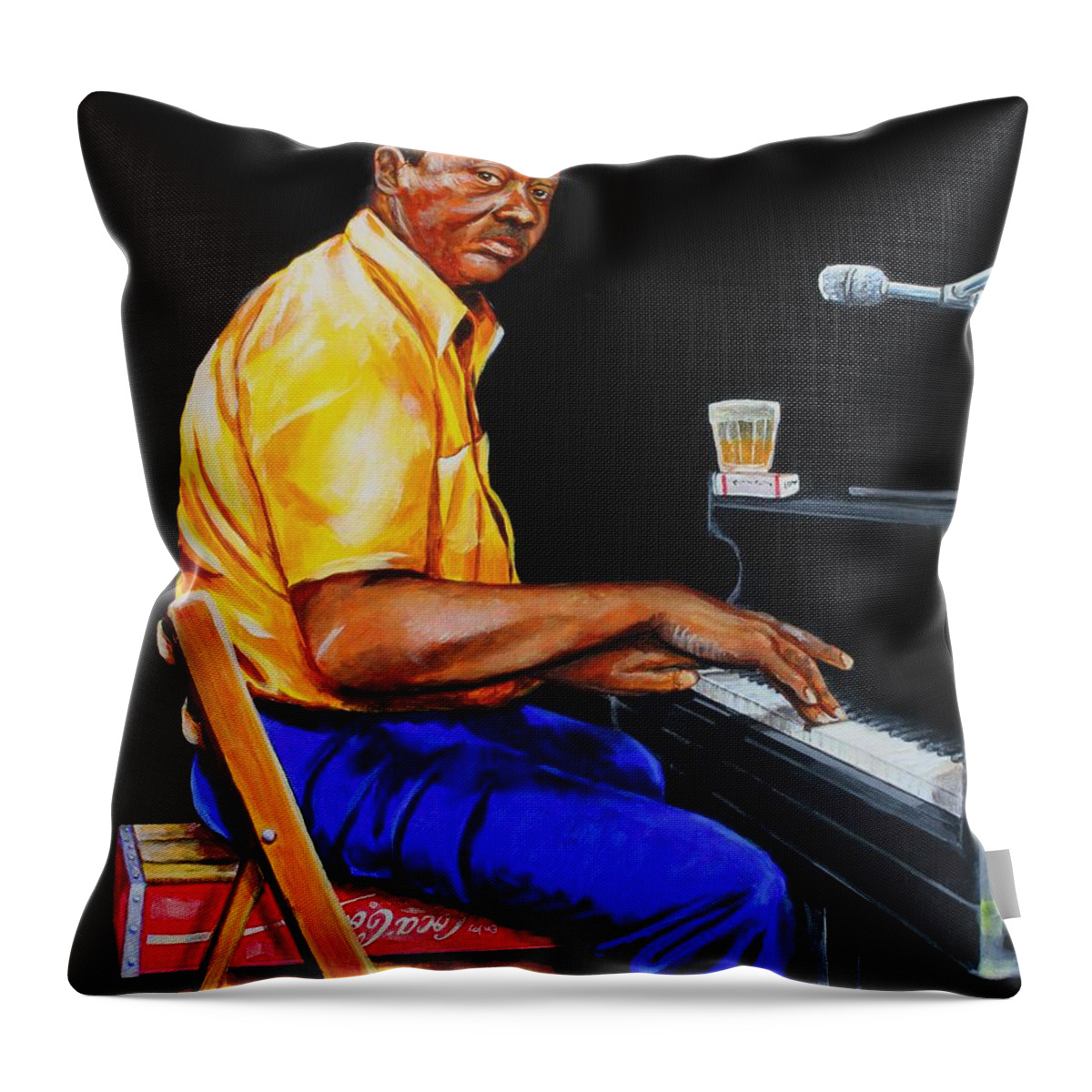 Pinetop Perkins Throw Pillow featuring the painting Pinetop Perkins by Karl Wagner