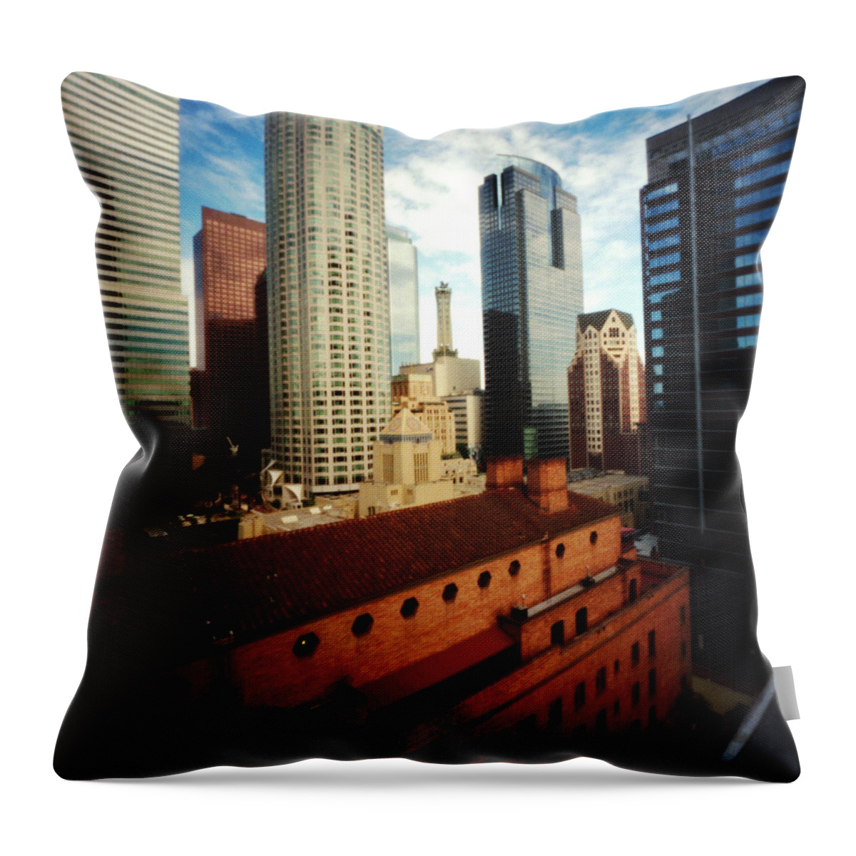 Pinhole Throw Pillow featuring the photograph Pinhole Los Angeles Cityscape by Hugh Smith