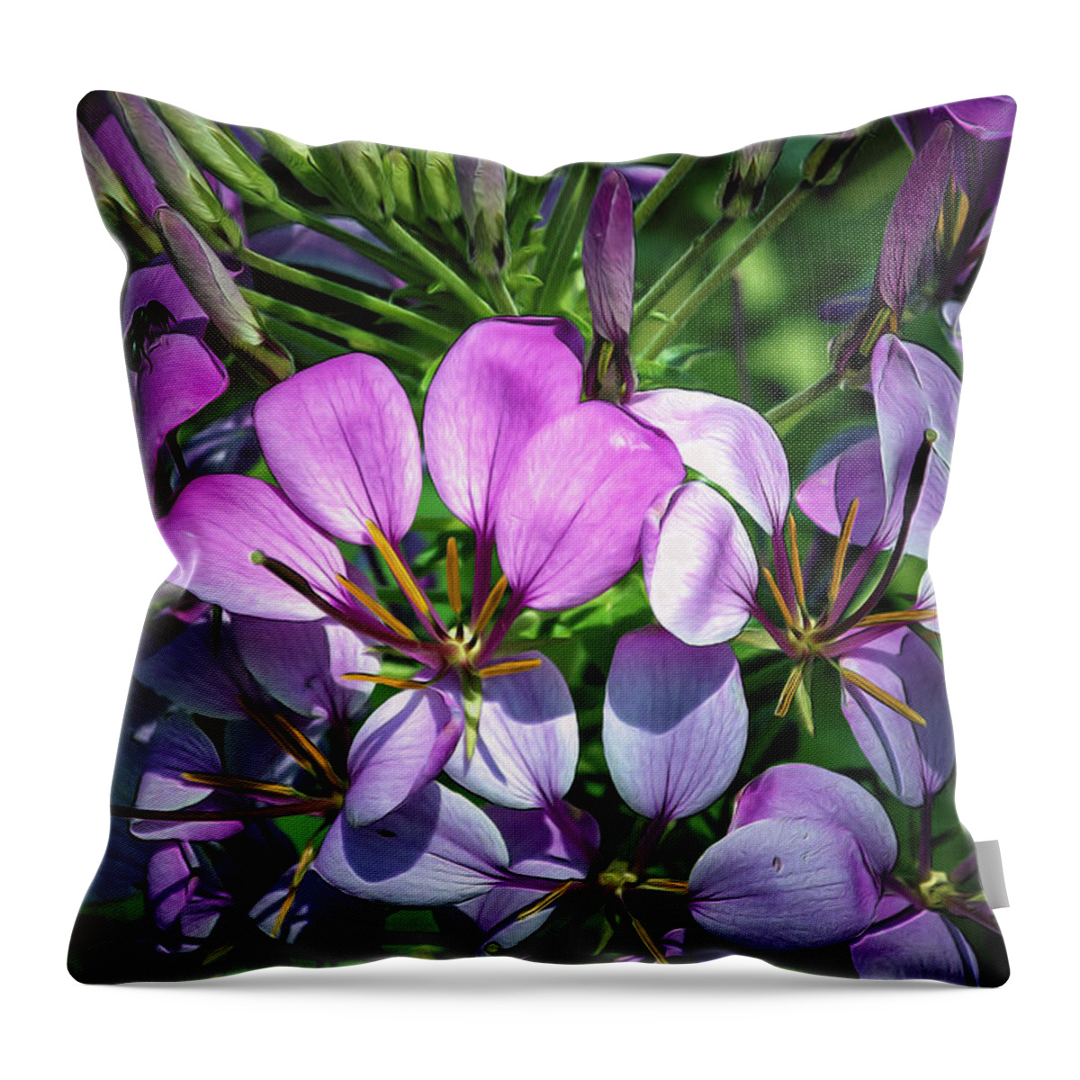 Pink Throw Pillow featuring the photograph Pink and Purple Floral Pallete by Bill and Linda Tiepelman