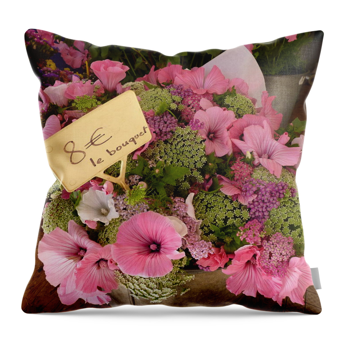 Flower Throw Pillow featuring the photograph Pink Bouquet by Carla Parris