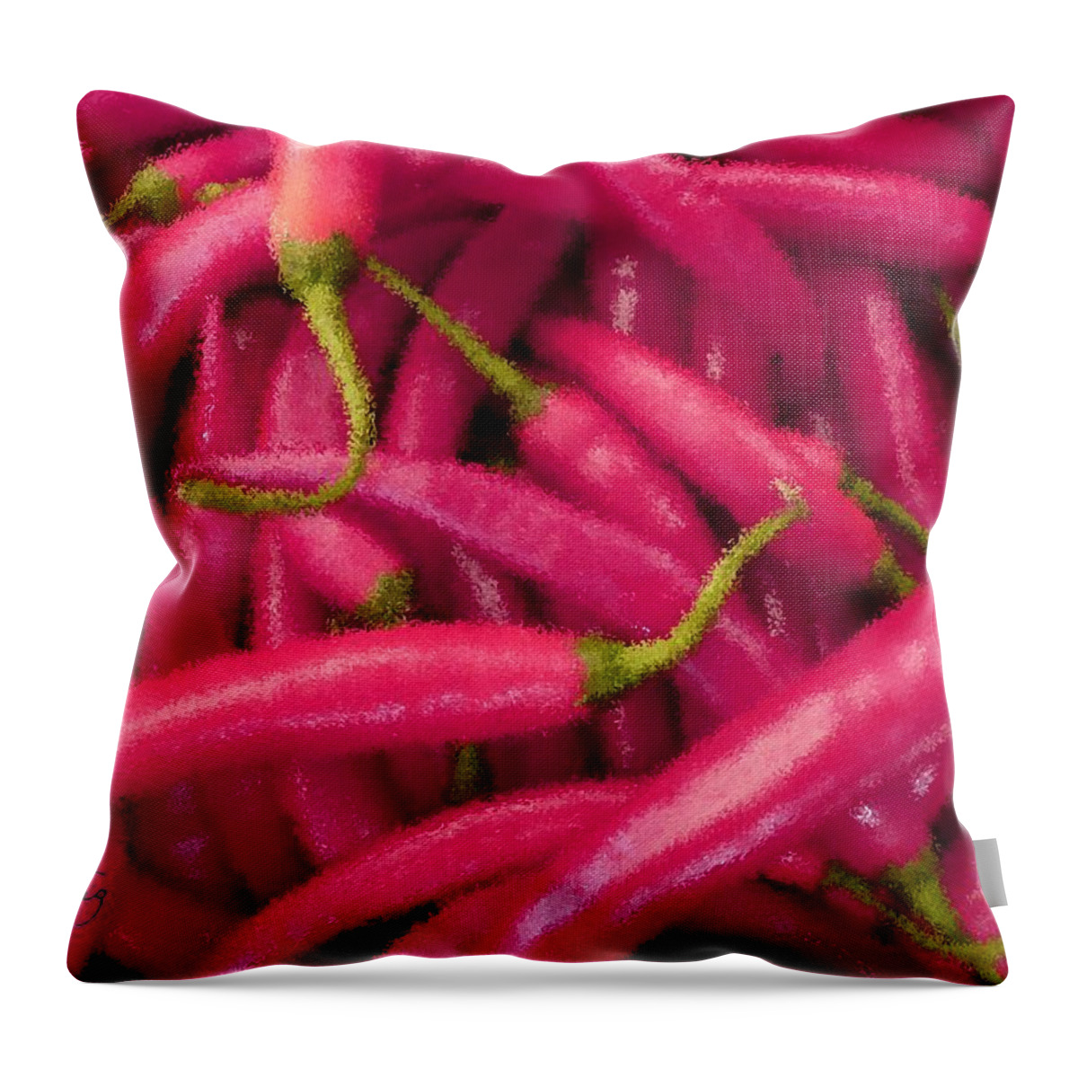 Pink Throw Pillow featuring the painting Pink Chili Peppers by Bruce Nutting