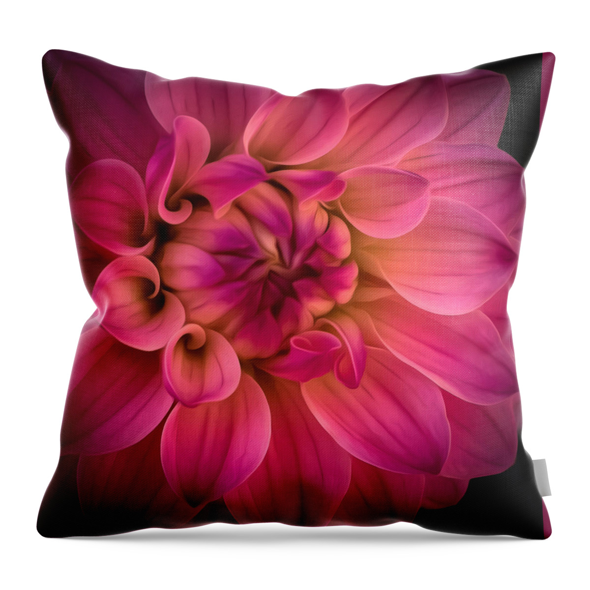 Dahlia Throw Pillow featuring the photograph Pink Dahlia by Linda Villers