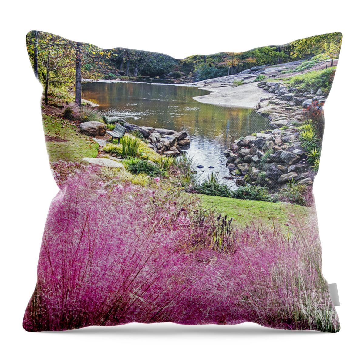 Landscape Throw Pillow featuring the photograph Pink Fall by Elvis Vaughn