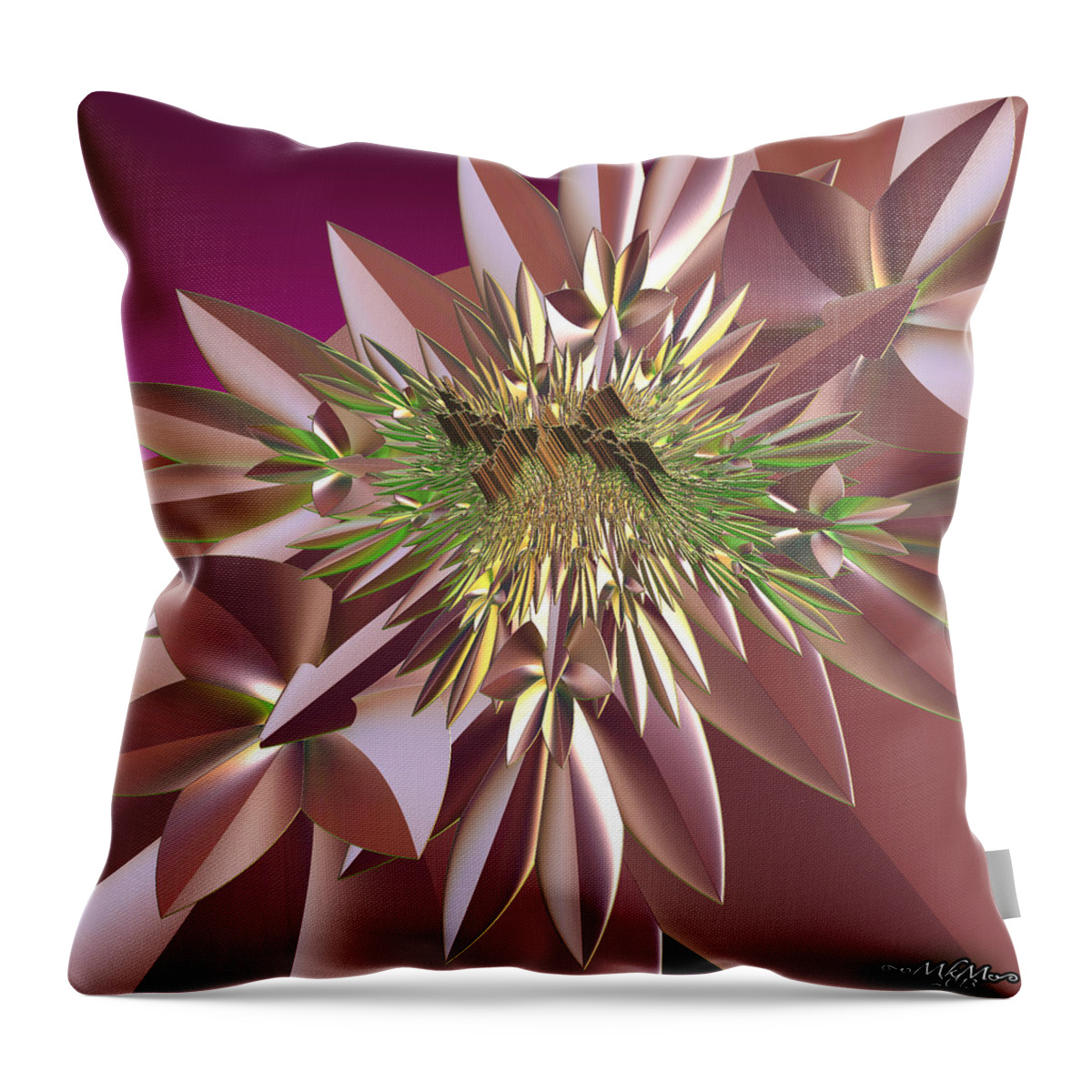 Fractal Throw Pillow featuring the digital art Pink Flowers by Melissa Messick