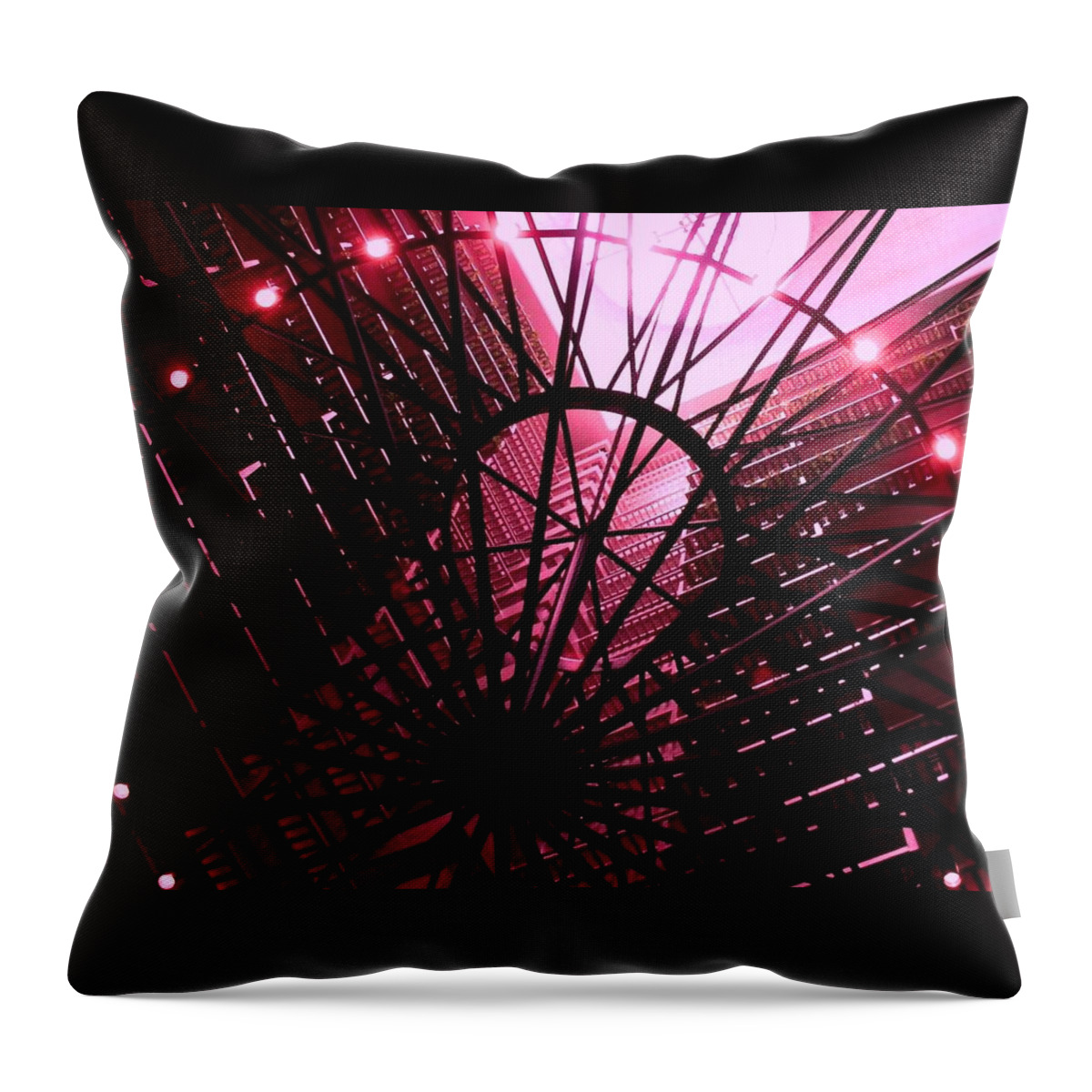 Marriott Marque Hotel Throw Pillow featuring the photograph Pink Marriott Marque in Atlanta by Cleaster Cotton
