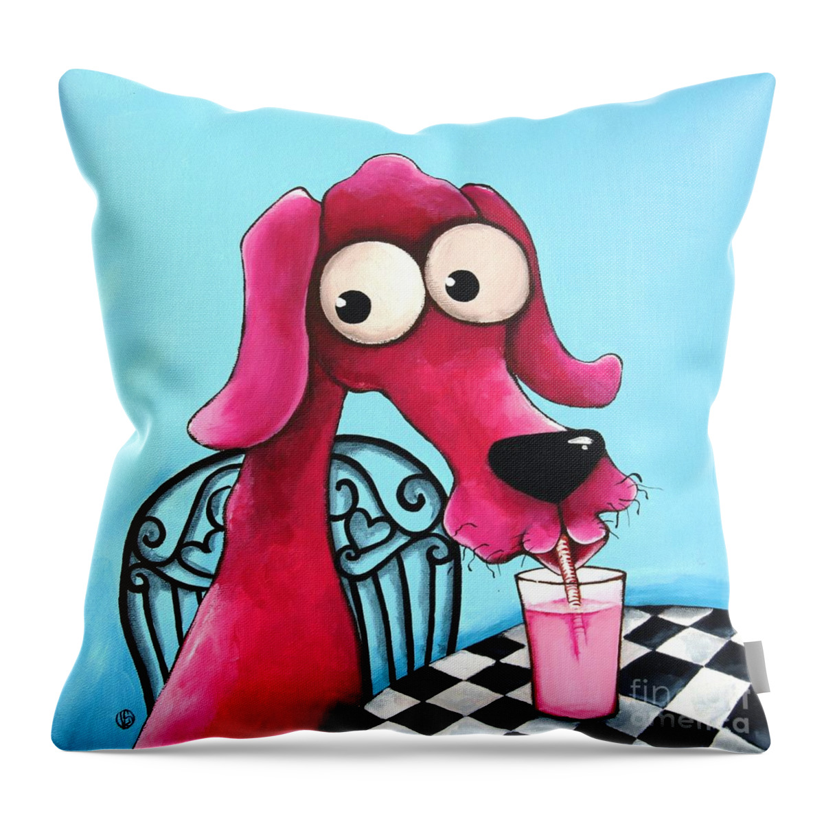 Lucia Stewart Throw Pillow featuring the painting Pink Milk by Lucia Stewart