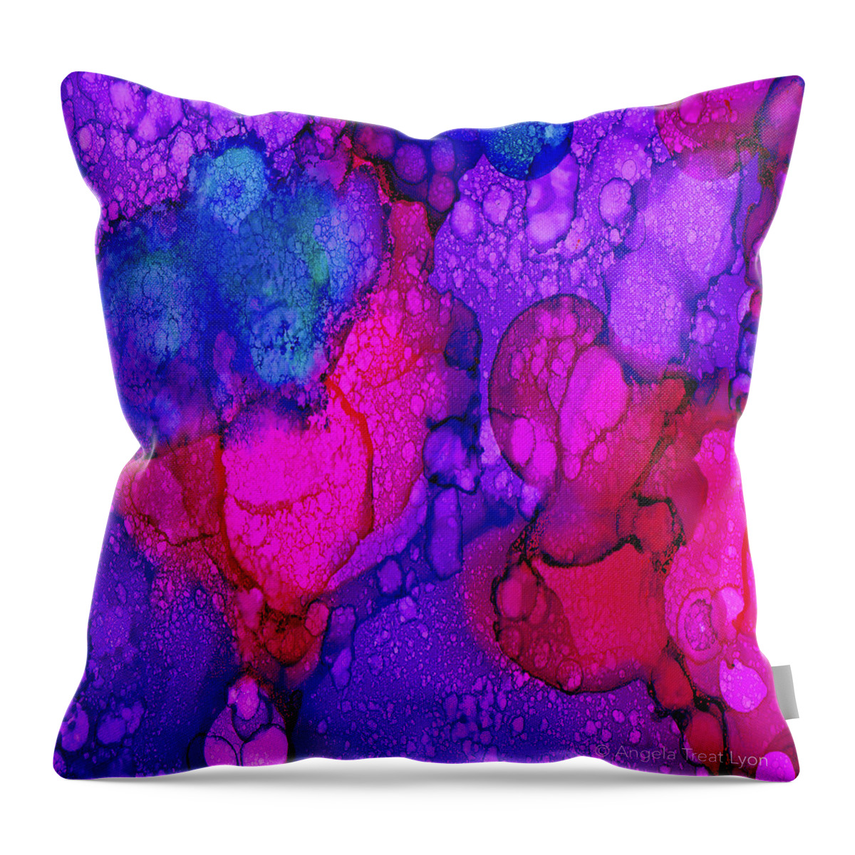 Tropical Throw Pillow featuring the painting Pink-Purple 3 by Angela Treat Lyon