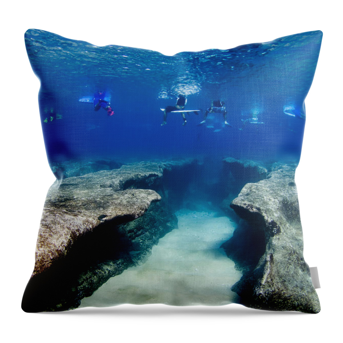 Surf Throw Pillow featuring the photograph Pipeline's Hungry Reef by Sean Davey