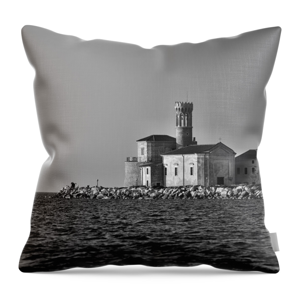 Sea Throw Pillow featuring the photograph Piran bw by Ivan Slosar
