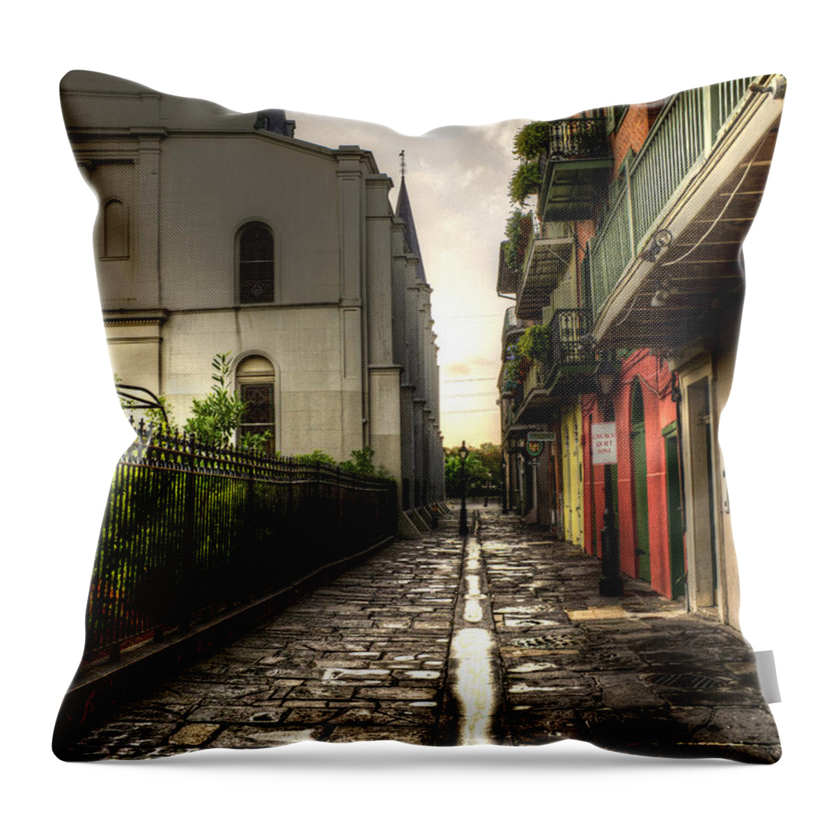 New Orleans Throw Pillow featuring the photograph Pirate Alley by Greg and Chrystal Mimbs