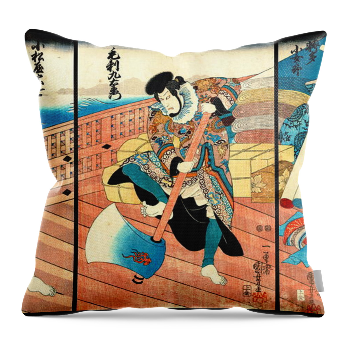 Pirate Throw Pillow featuring the photograph Pirate Merchant and Maiden 1850 by Padre Art