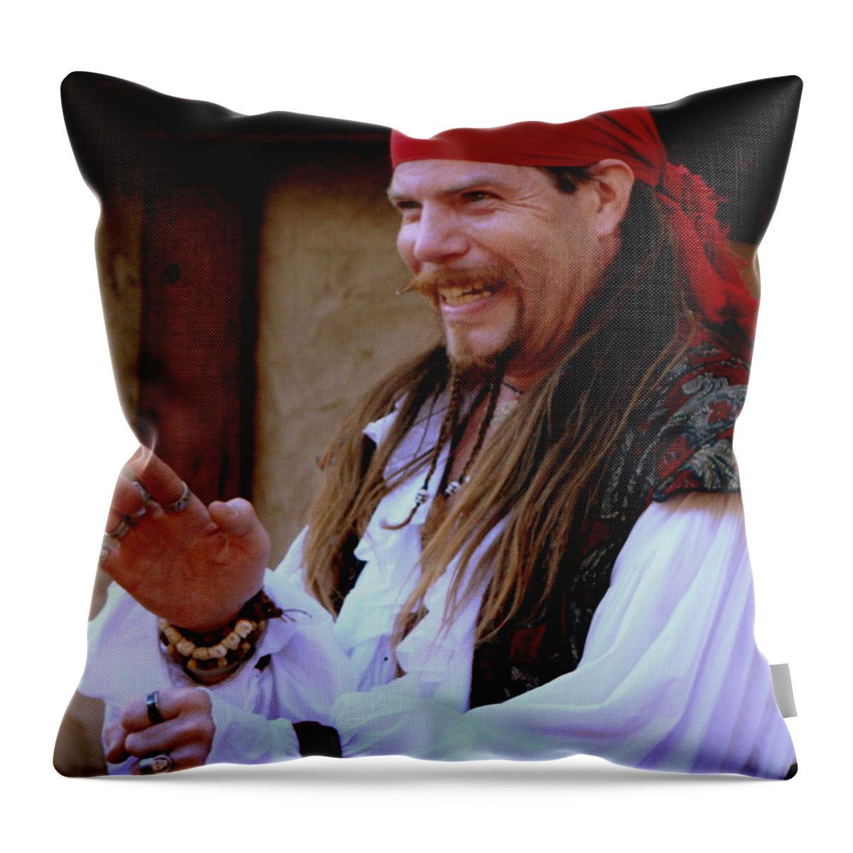 Fine Art Throw Pillow featuring the photograph Pirate Shantyman by Rodney Lee Williams