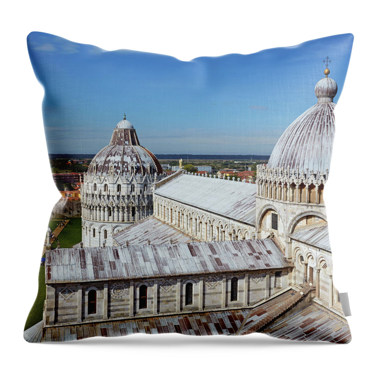 Scenics Throw Pillow featuring the photograph Pisa Duomo And Baptistry At Midday by Allan Baxter