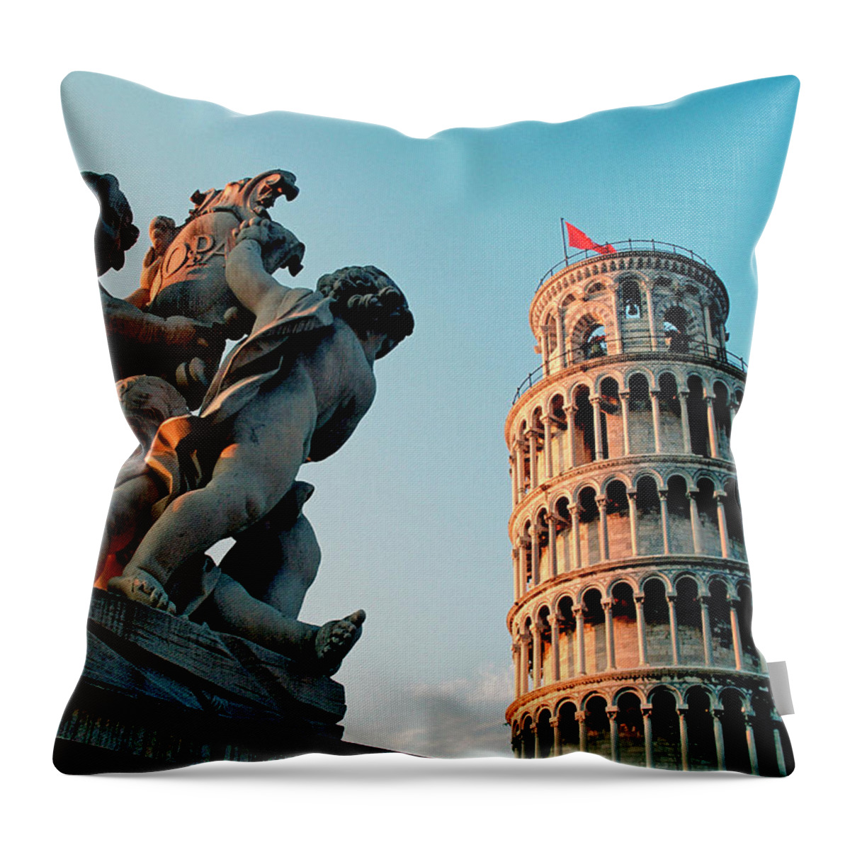 Statue Throw Pillow featuring the photograph Pisa, Leaning Tower, Tuscany, Italy by Hans-peter Merten