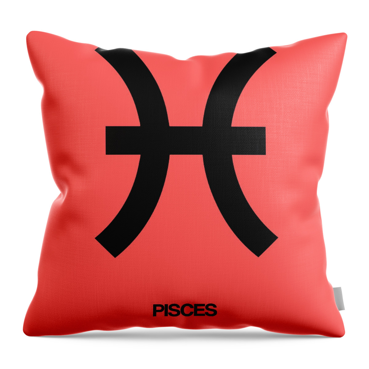 Pisces Throw Pillow featuring the digital art Pisces Zodiac Sign Black by Naxart Studio