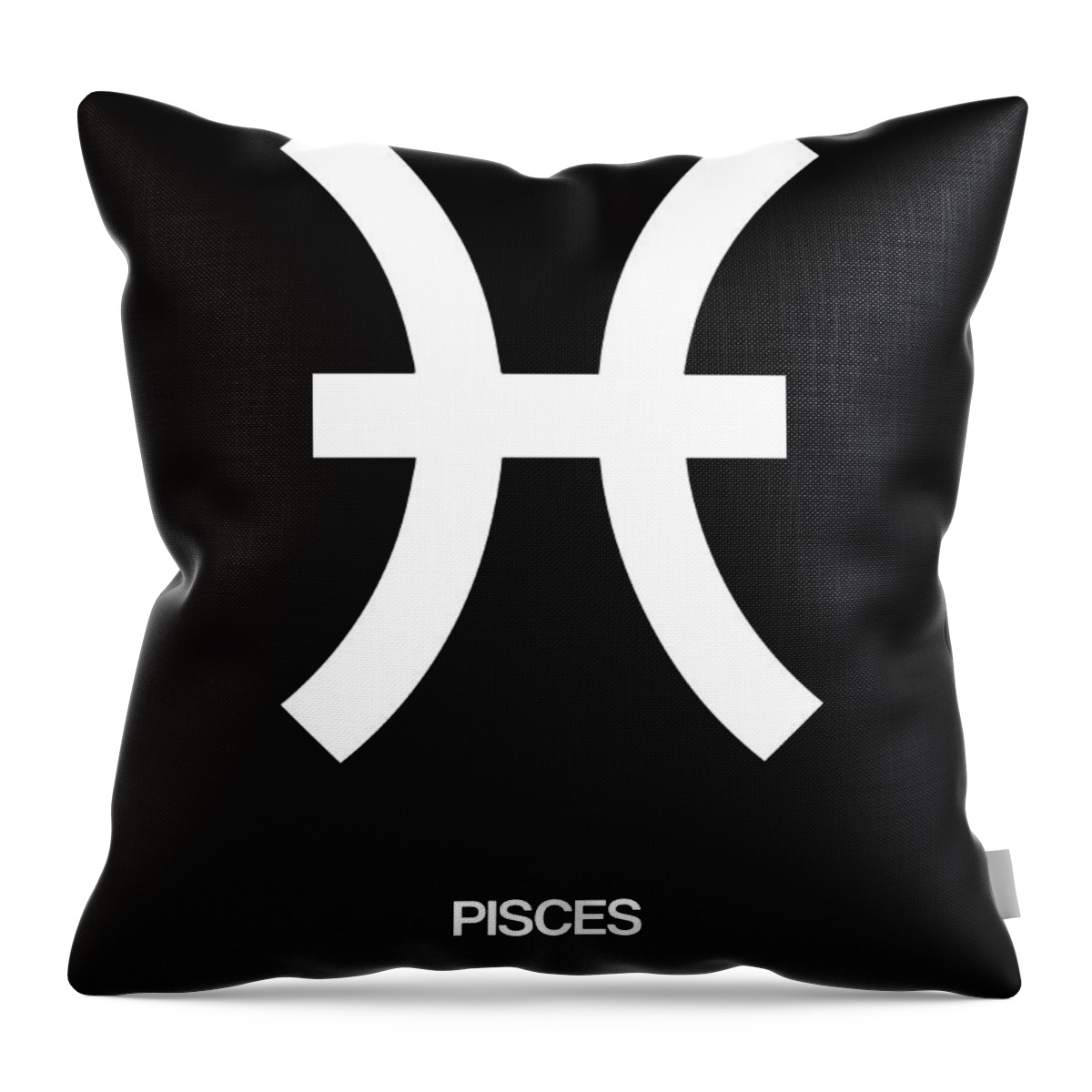 Pisces Throw Pillow featuring the digital art Pisces Zodiac Sign White and Black by Naxart Studio