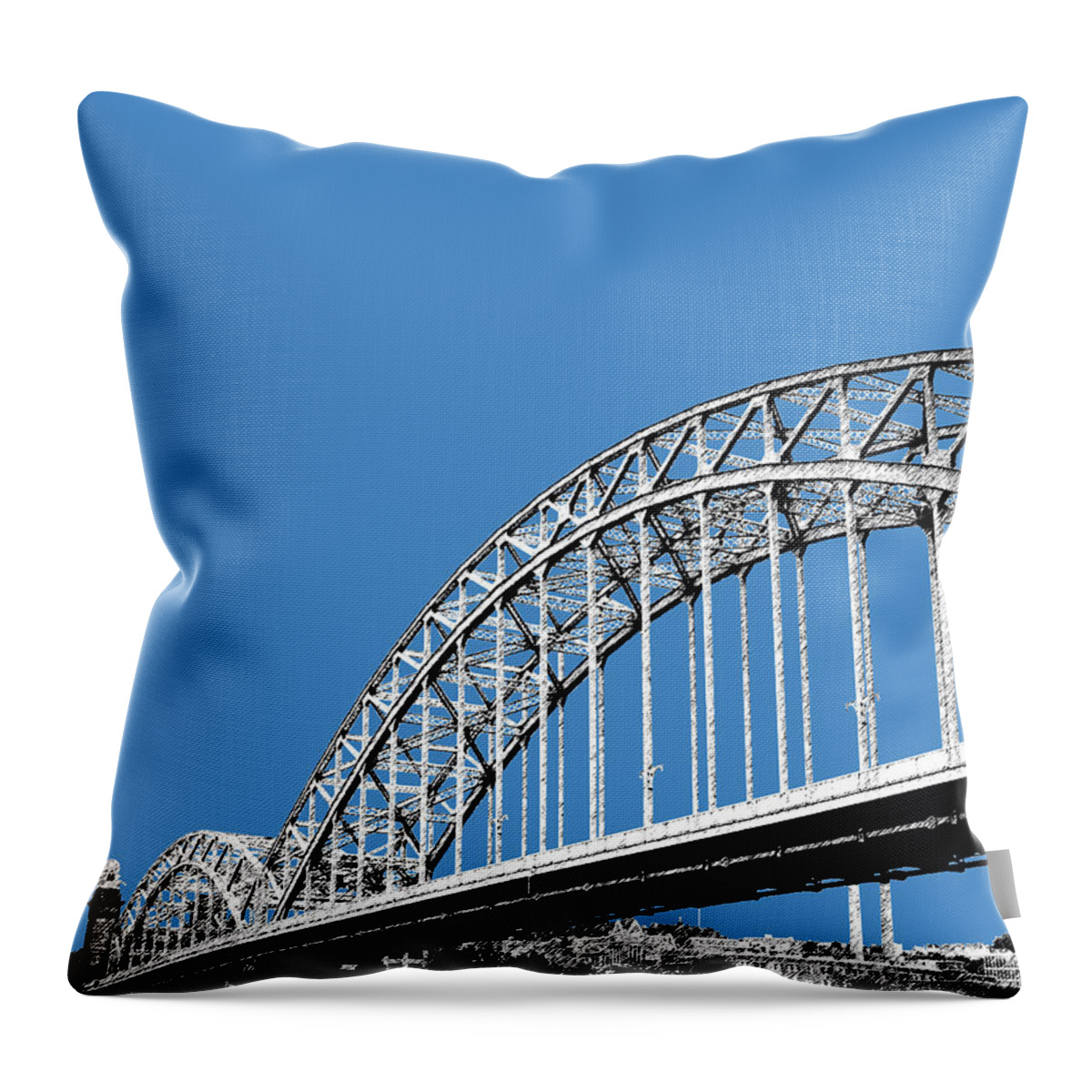 Architecture Throw Pillow featuring the digital art Pittsburgh Skyline 16th St. Bridge - Slate by DB Artist