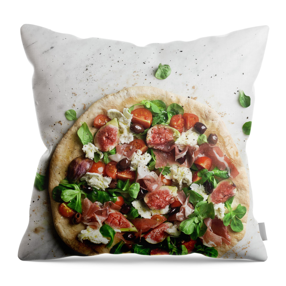 White Background Throw Pillow featuring the photograph Pizza by Johner Images