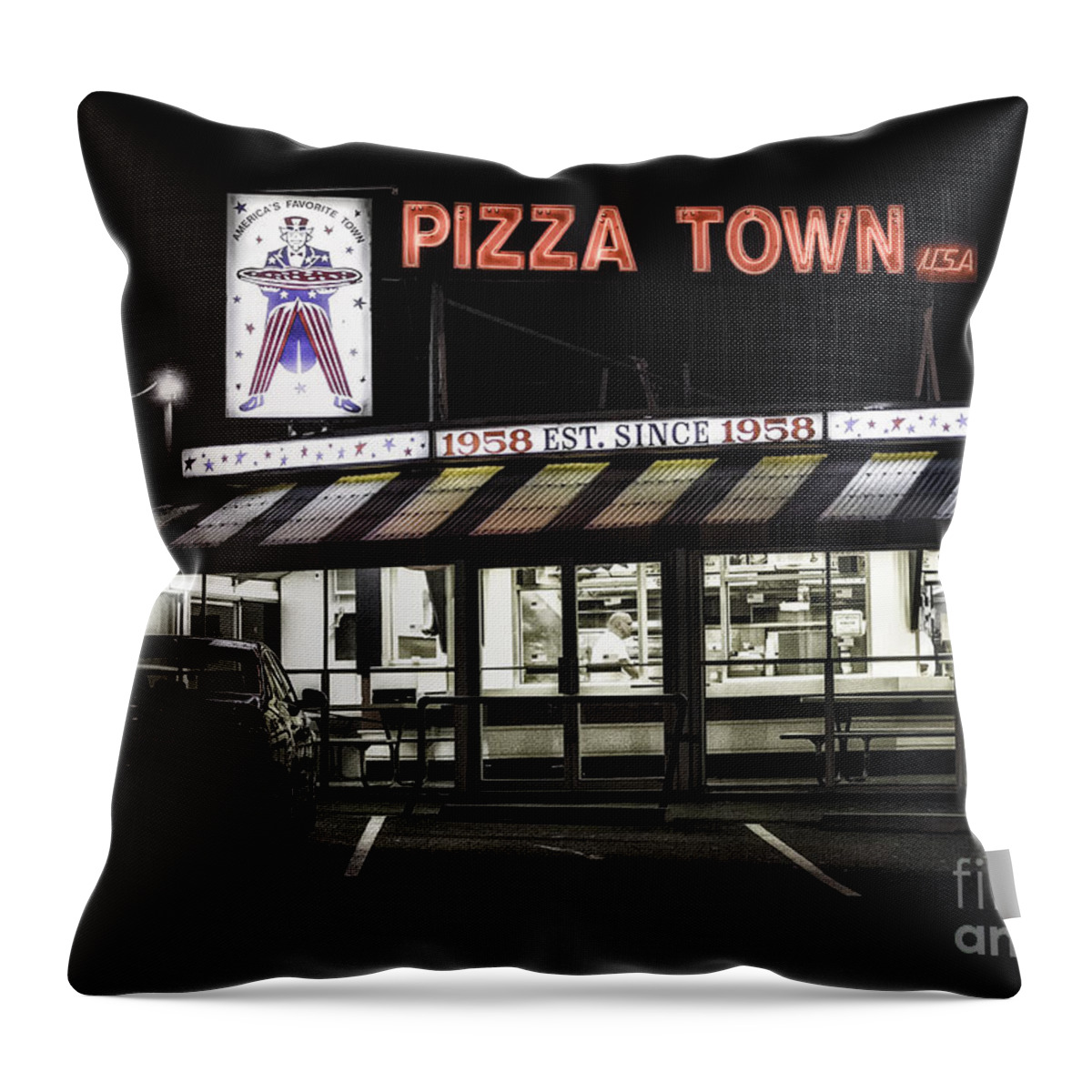 New Jersey Throw Pillow featuring the photograph Pizza Town by Jerry Fornarotto