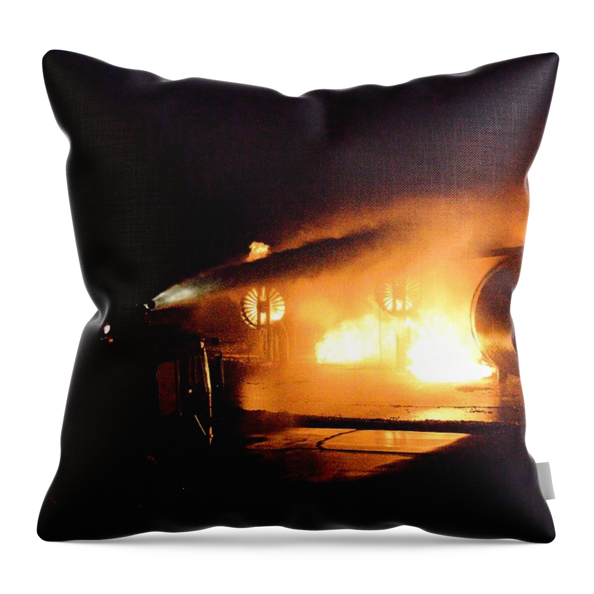 Fire Throw Pillow featuring the photograph Plane Burning by Aaron Martens