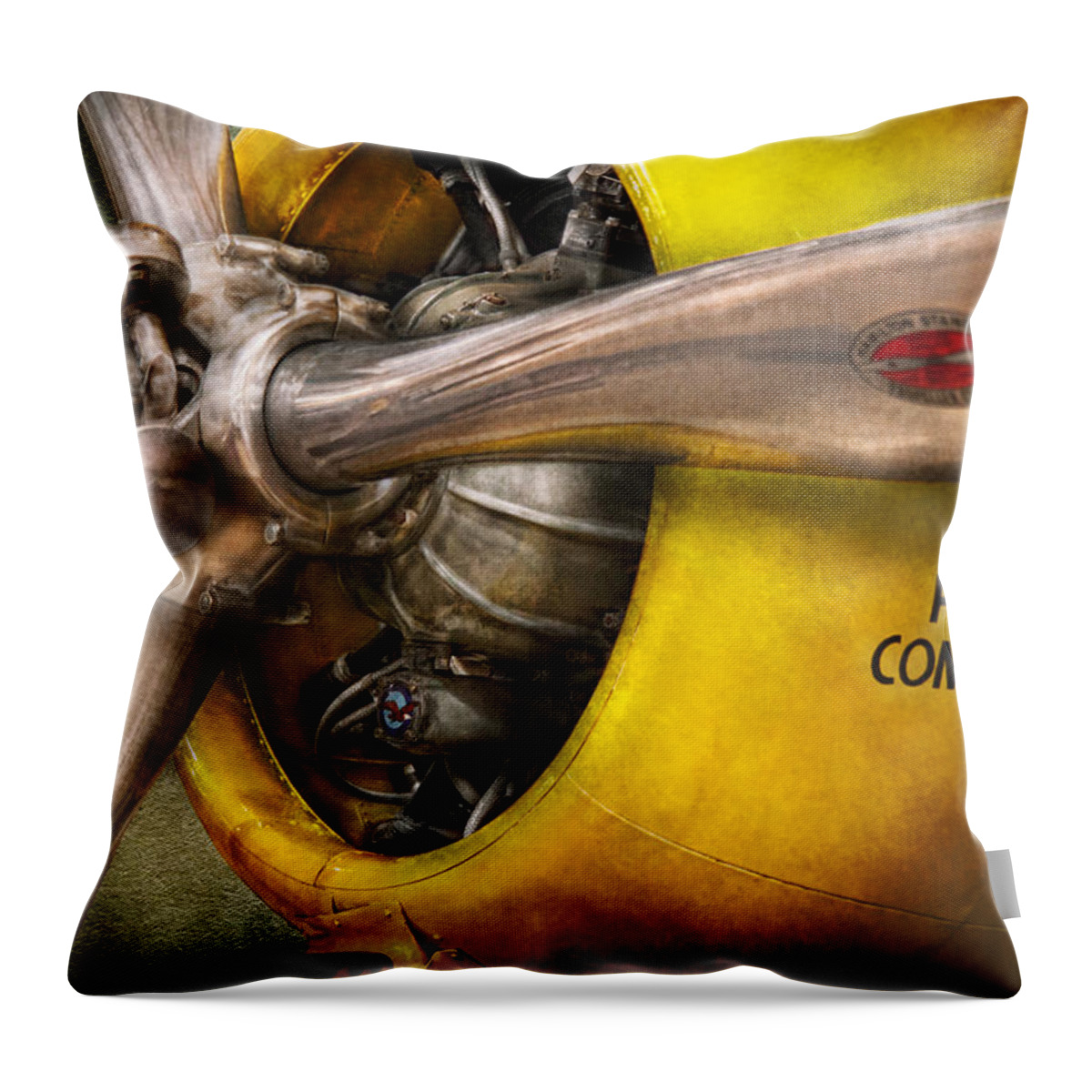Airplane Throw Pillow featuring the photograph Plane - Pilot - Prop - Twin Wasp by Mike Savad
