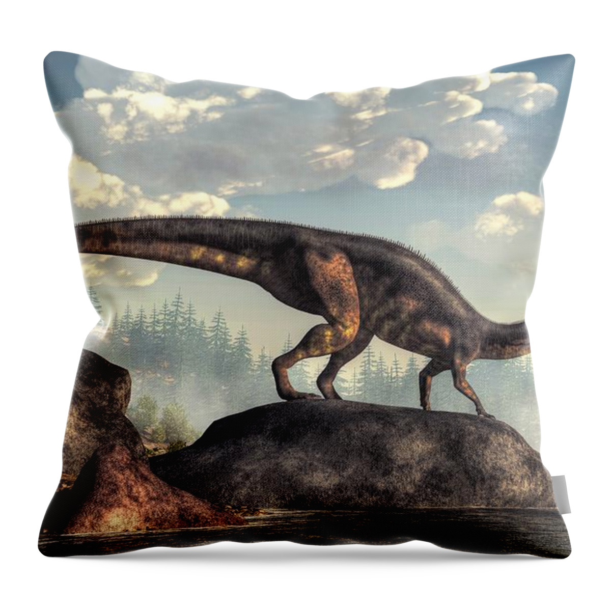 Plateosaurus Throw Pillow featuring the digital art Plateosaurus by Daniel Eskridge