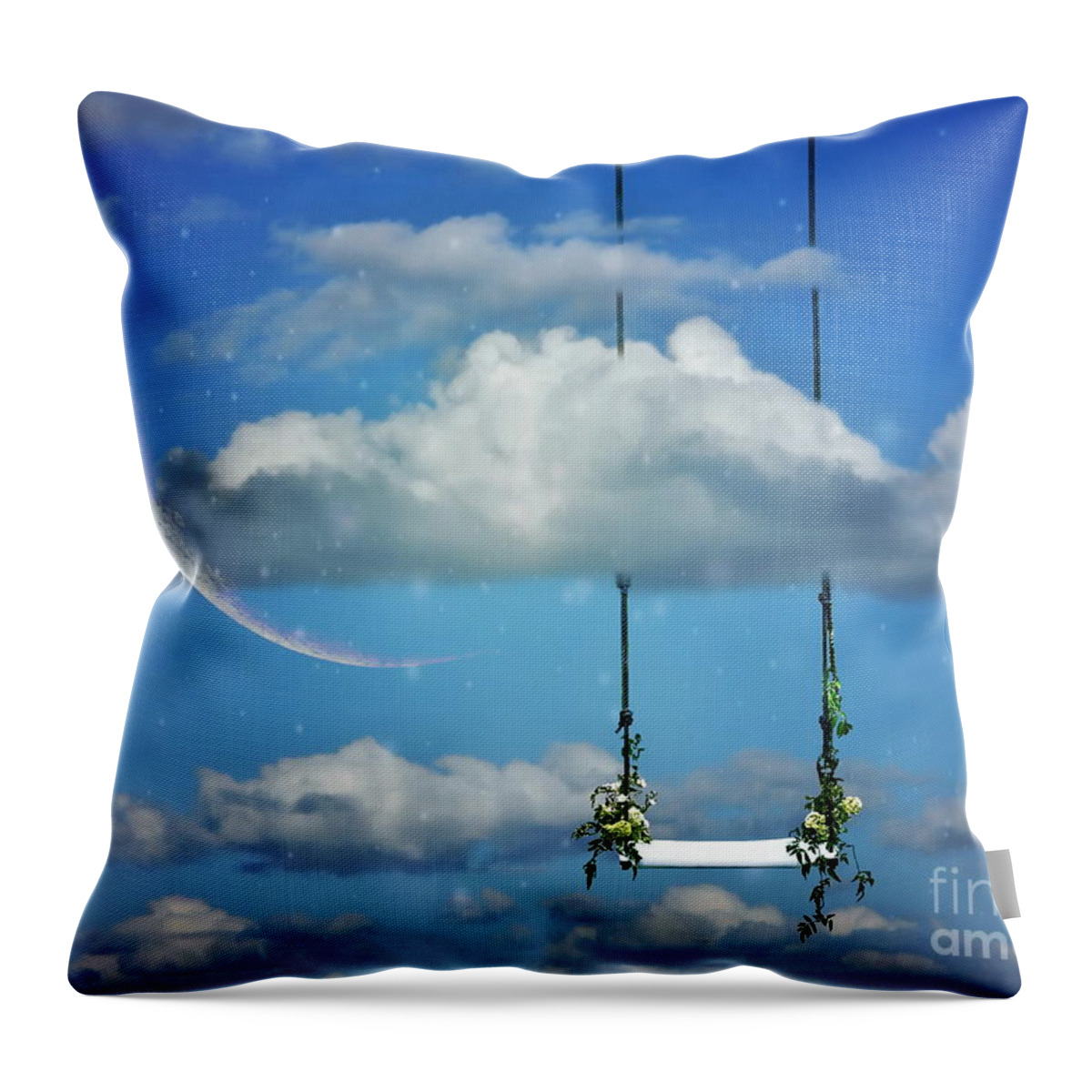 Surrealism Throw Pillow featuring the photograph Playing in the Clouds by Andrea Kollo