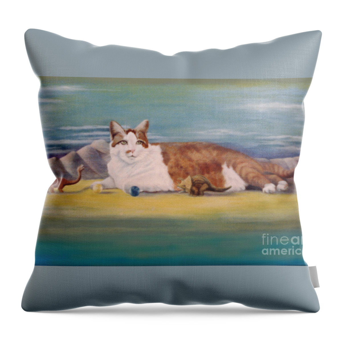 Cat Throw Pillow featuring the painting Playland by Mary Ann Leitch