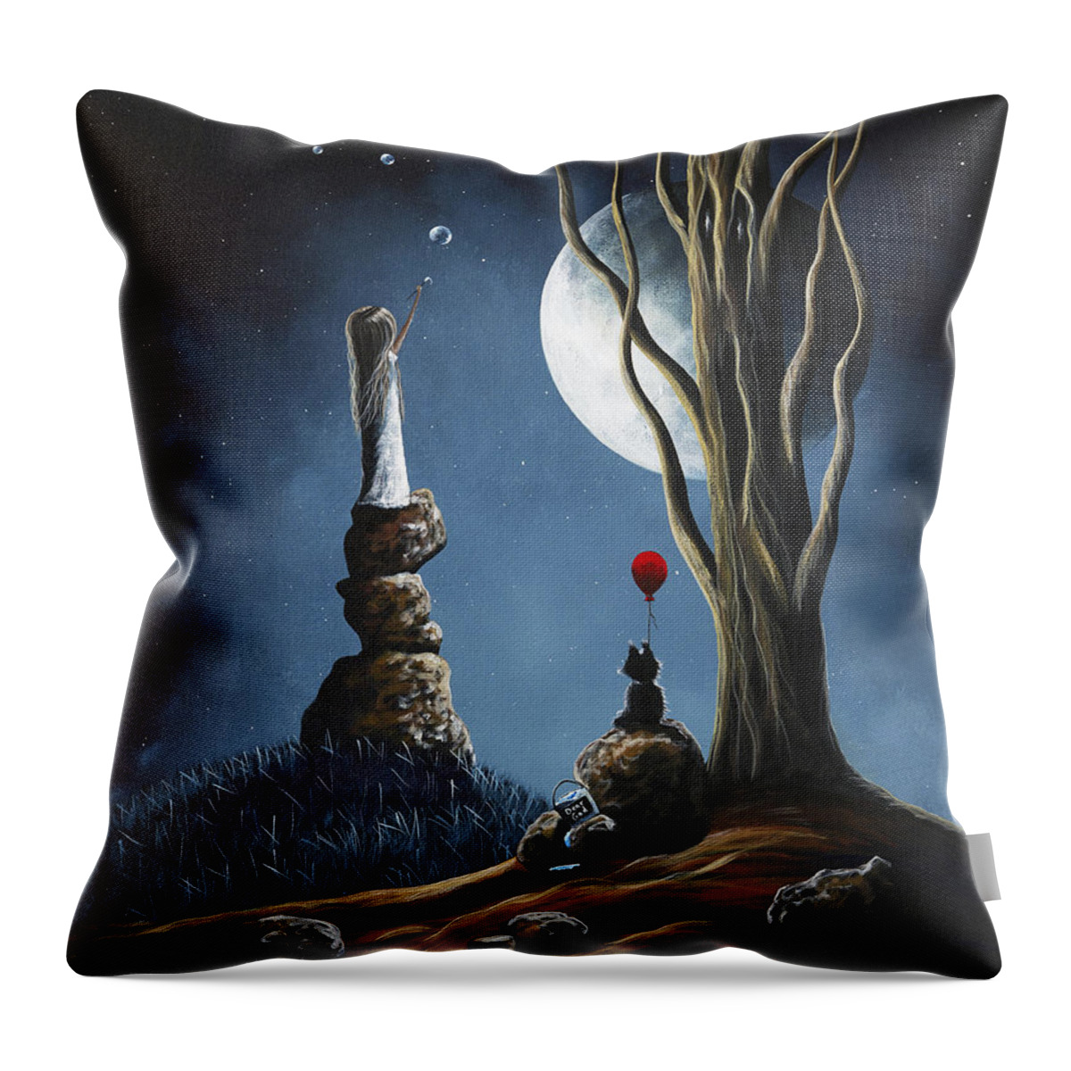 Surreal Art Throw Pillow featuring the painting Surreal Art Print by Shawna Erback #2 by Moonlight Art Parlour