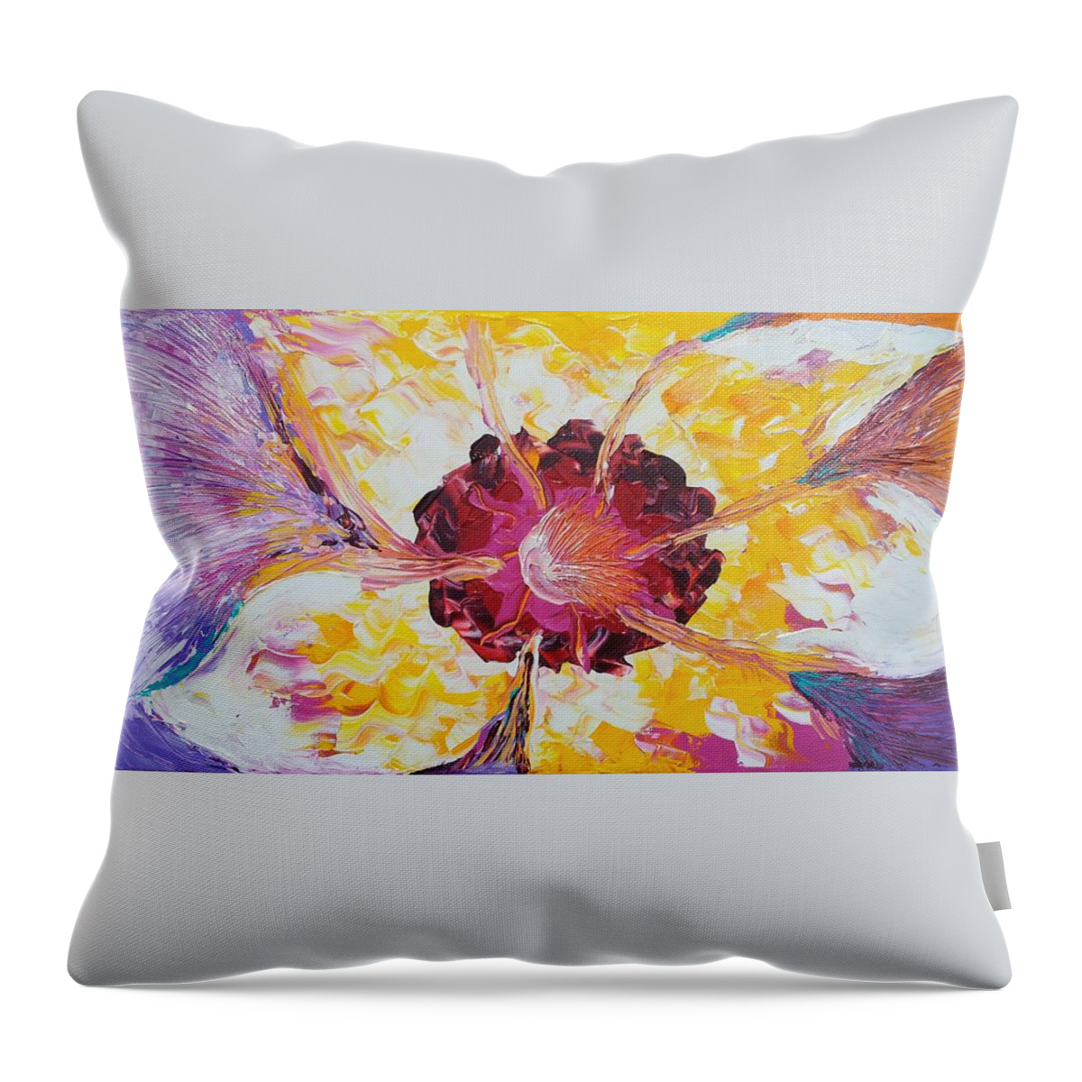 Flower Throw Pillow featuring the painting Plucking a Seven-Petal Flower by Corey Habbas