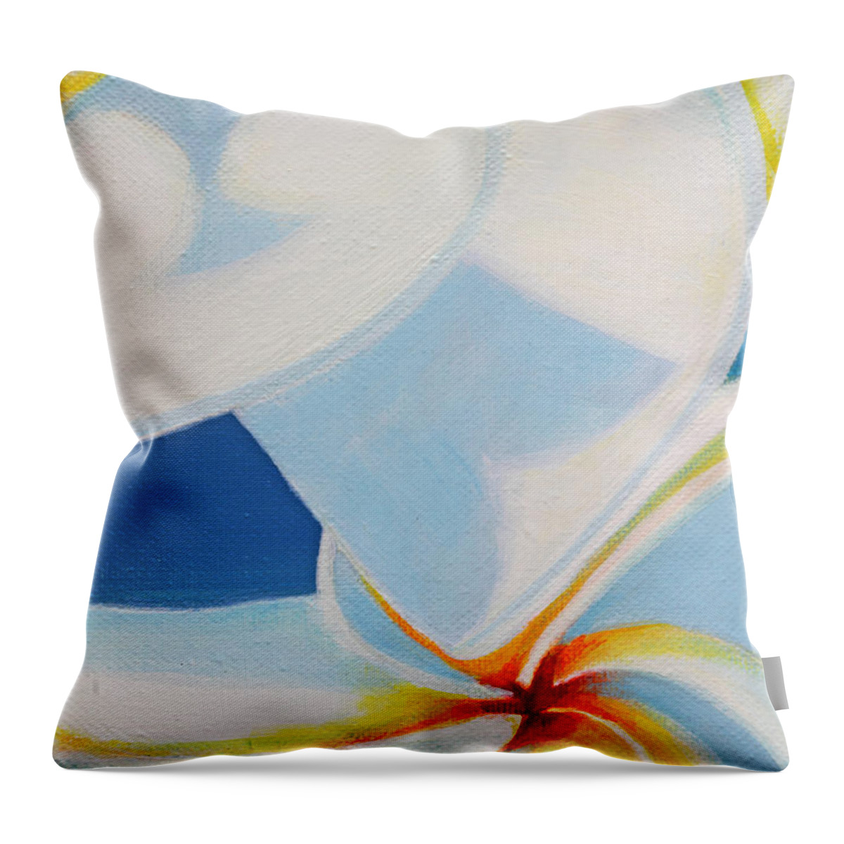 Floral Abstract Throw Pillow featuring the painting Plumeria by Kathleen Irvine