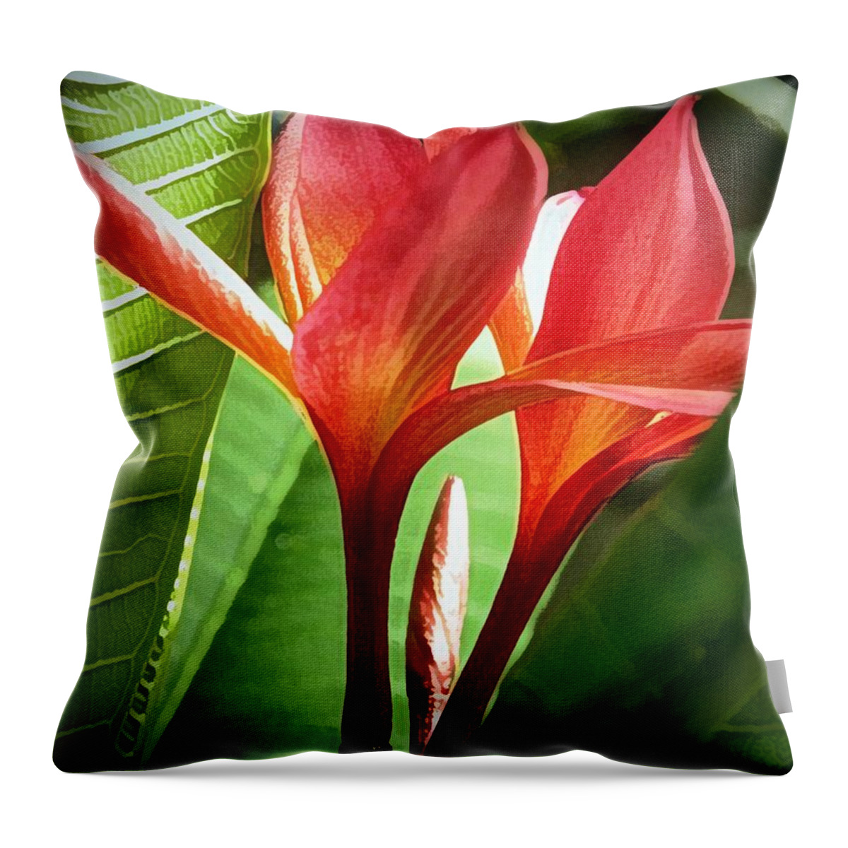 Hawaii Throw Pillow featuring the digital art Plumerias by Dorlea Ho