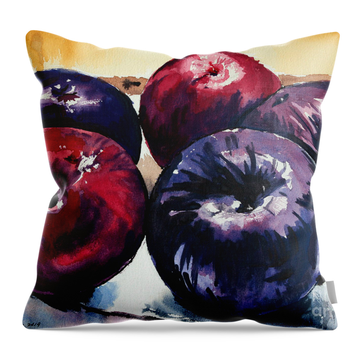 Plum Throw Pillow featuring the painting Plums by Joey Agbayani
