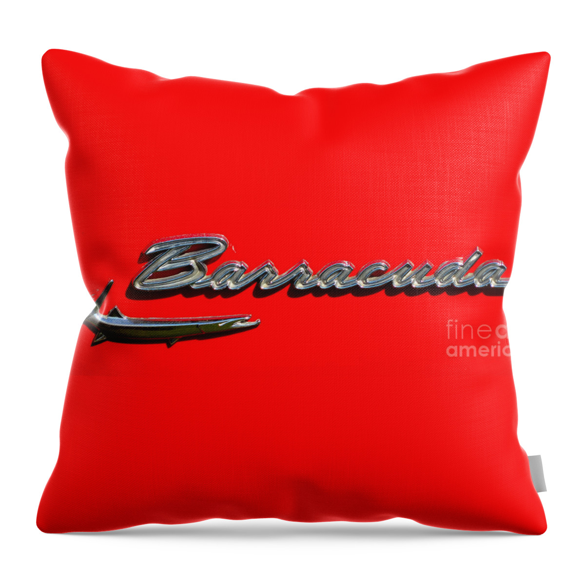 American Muscle Car Throw Pillow featuring the photograph Plymouth Barracuda badge by Mark Spearman