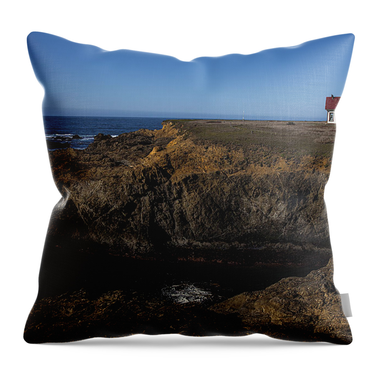 Point Cabrillo Lighthouse Mendocino Throw Pillow featuring the photograph Point Cabrillo Lighthouse by Garry Gay