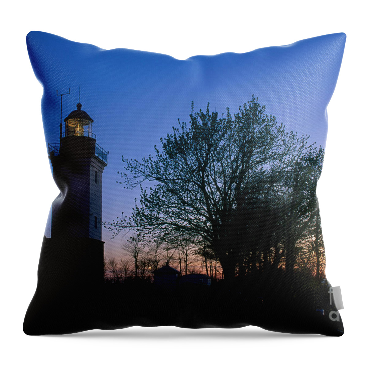 Lighthouse Throw Pillow featuring the photograph Point Gratiot Lighthouse, Ny by Bruce Roberts