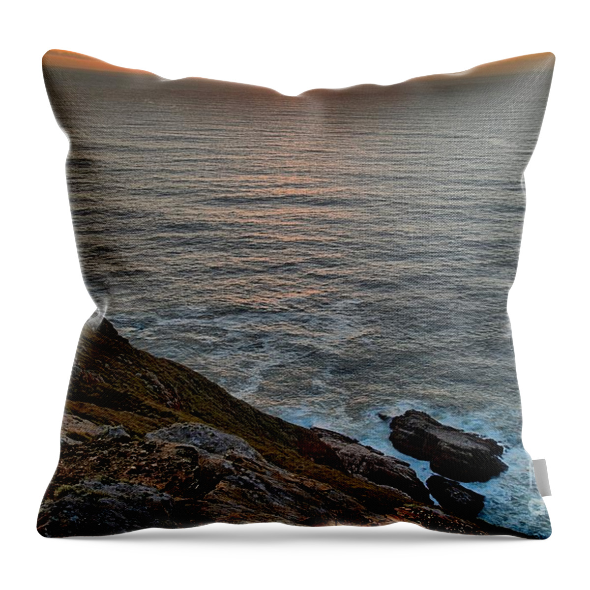 Point Reyes National Seashore Throw Pillow featuring the photograph Point Reyes Lighthouse Sunset by Adam Jewell