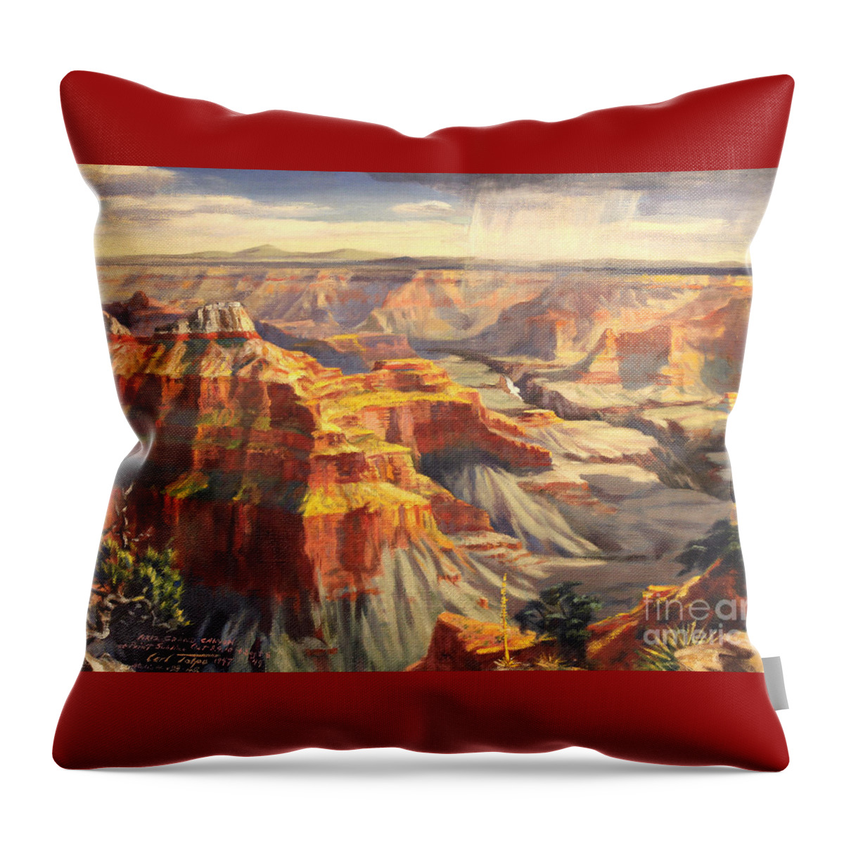 Grand Throw Pillow featuring the painting Point Sublime - Grand Canyon AZ. by Art By Tolpo Collection
