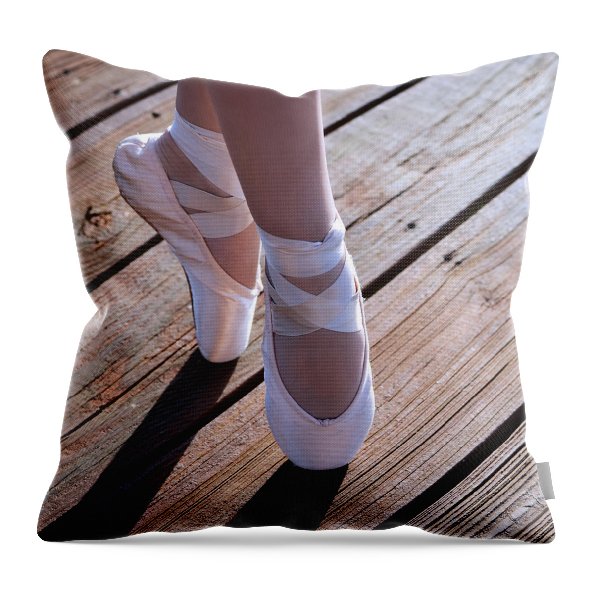 Pointe Shoes Throw Pillow featuring the photograph Pointe Shoes by Laura Fasulo