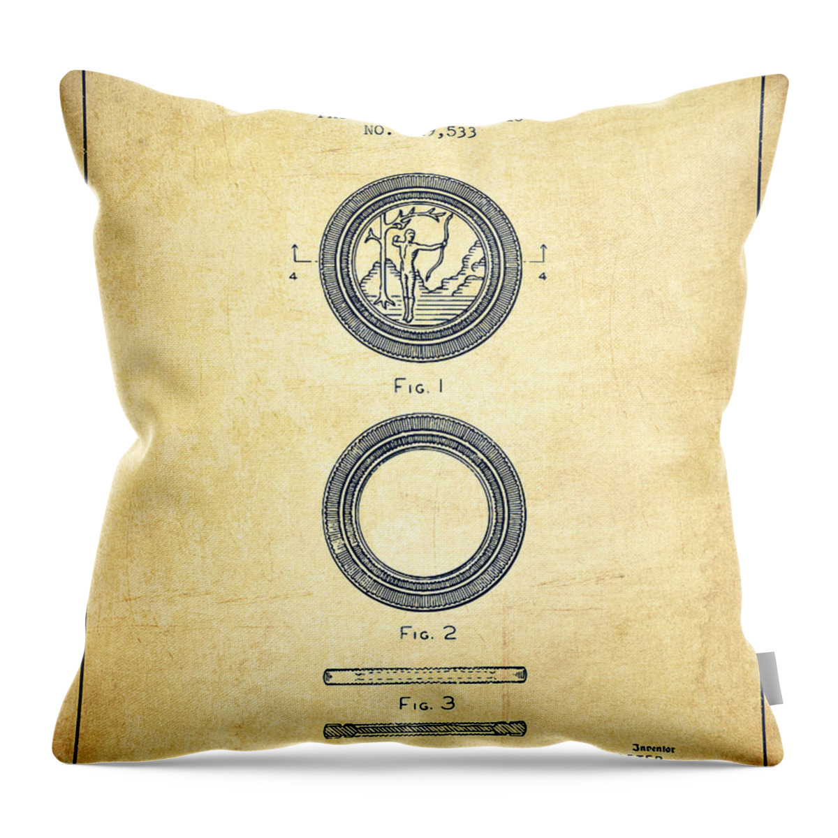 Poker Throw Pillow featuring the digital art Poker Chip Patent from 1948 - Vintage by Aged Pixel
