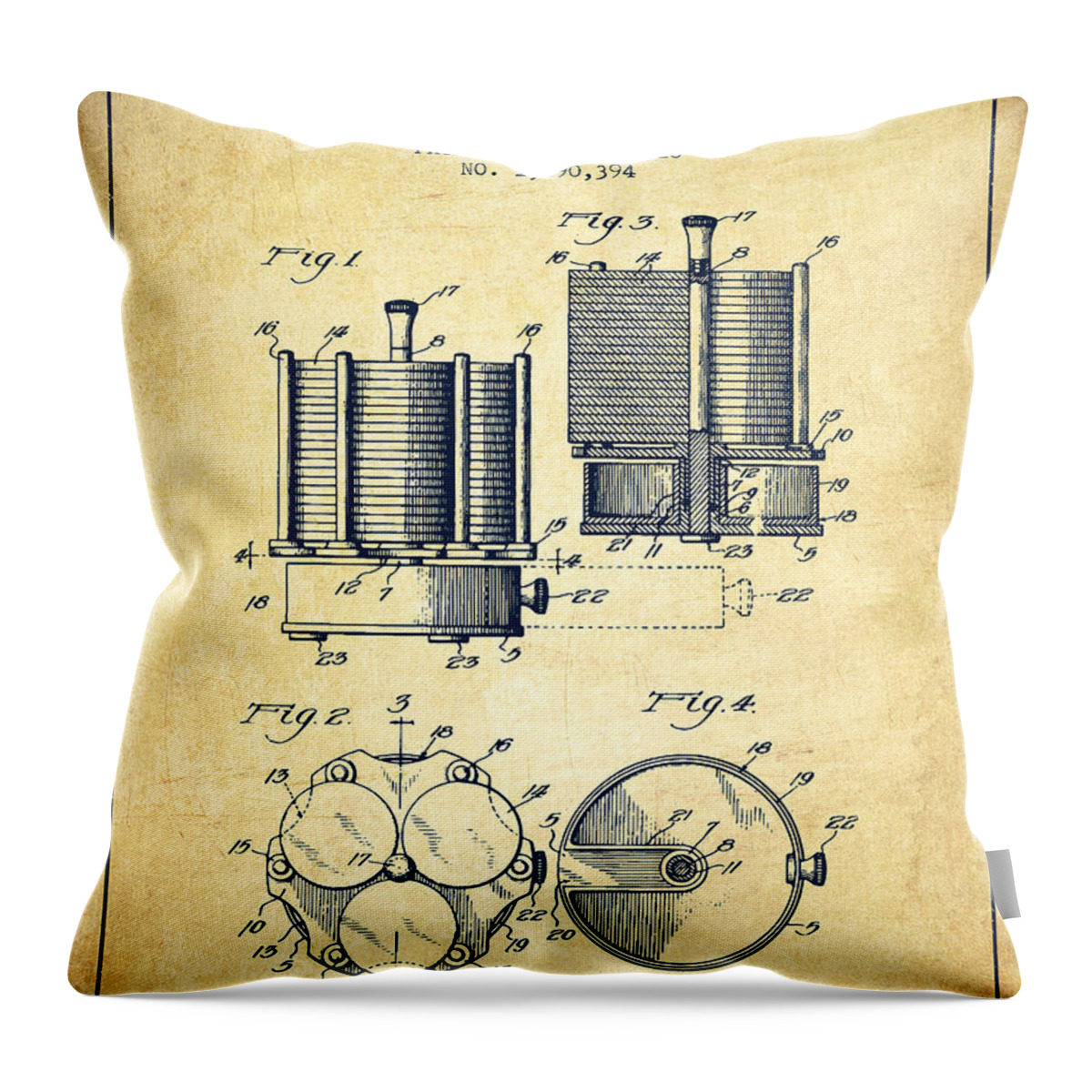 Poker Throw Pillow featuring the digital art Poker Chip Set Patent from 1928 - Vintage by Aged Pixel